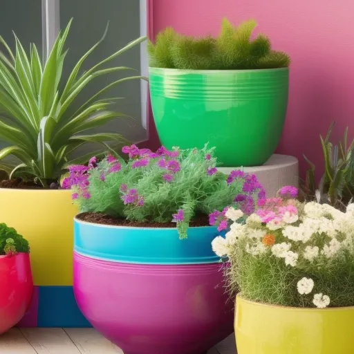 

A close-up of a variety of colorful, stylish planters, perfect for adding a touch of personality to any home.