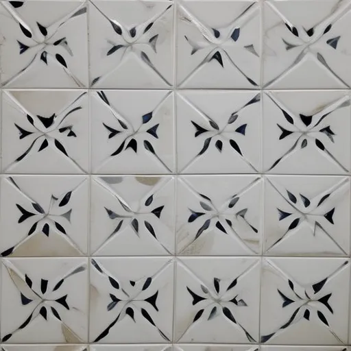

A close-up of a white bathroom wall with a patterned tile design, showcasing the various shapes, colors, and textures available for bathroom tiles.