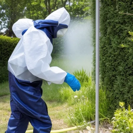 

A man in a protective suit spraying insecticide in a home, indicating the need for professional pest control services.