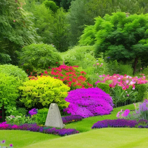 

A picture of a lush garden with a variety of colorful flowers and plants, surrounded by a white picket fence.