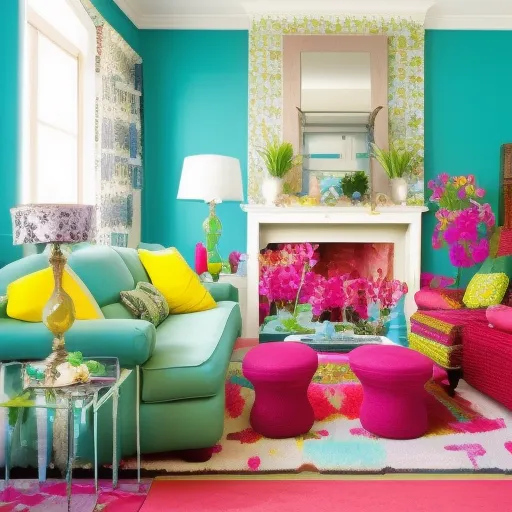

A bright and vibrant living room with a variety of decorative ornaments, adding color and style to the home.