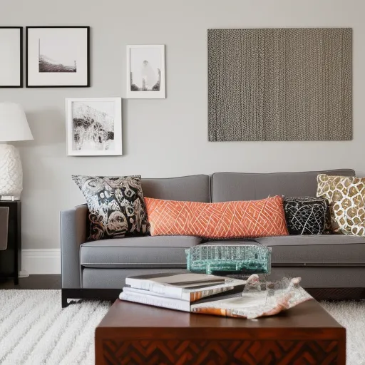 

A photo of a modern living room with Hobby Lobby decor, including a stylish sofa, a patterned rug, and decorative wall art.