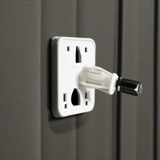 

A close-up image of a two-prong electrical outlet with a screwdriver in the foreground, indicating the process of upgrading the outlet.